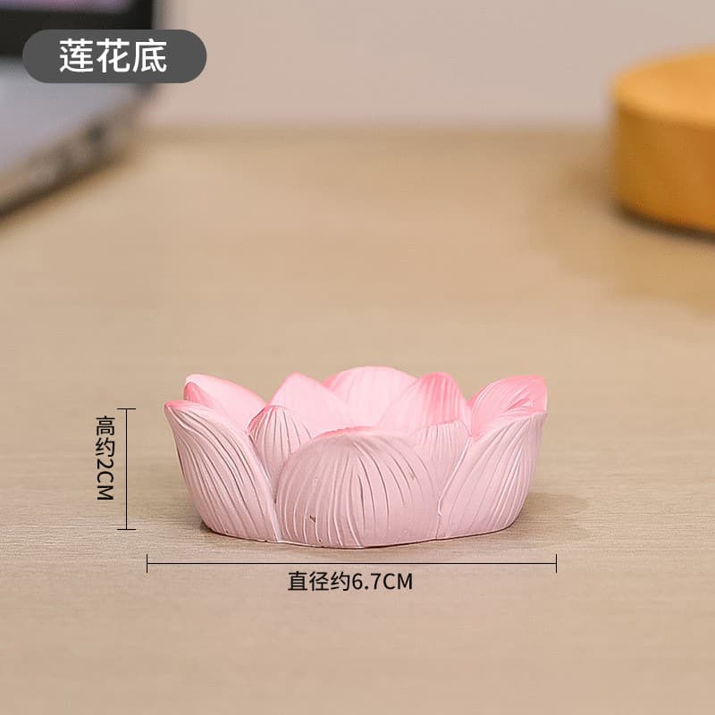 Auspicious Cloud Base Resin Craft Decorative Tray, Lotus Pedestal, Small Bodhisattva Office Desk Ornament