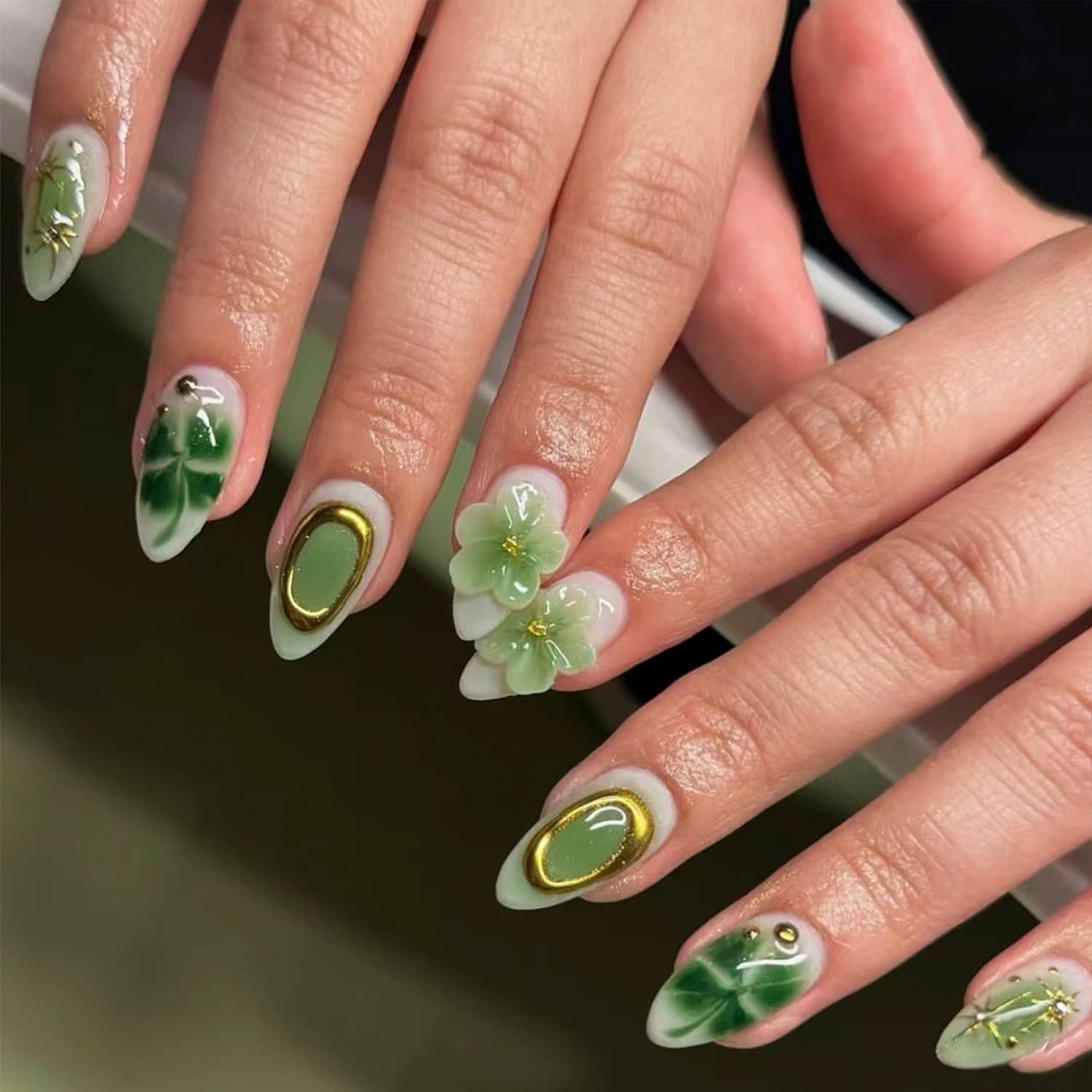 Colored nail patches, pre-made nails, wearable nails, high-end, popular nail art patches, cat-eye nude color gradient pre-made nails