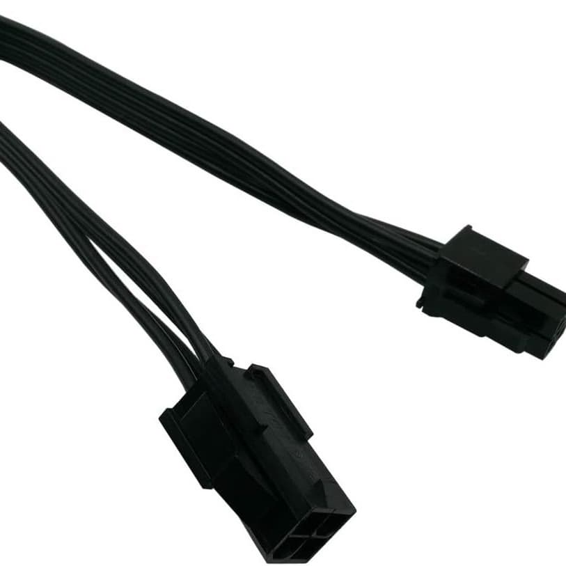 ATX CPU 4PIN Male to Female Extension Cable, CPU Connection Cable, Black Flat Cable, CPU Motherboard Cable