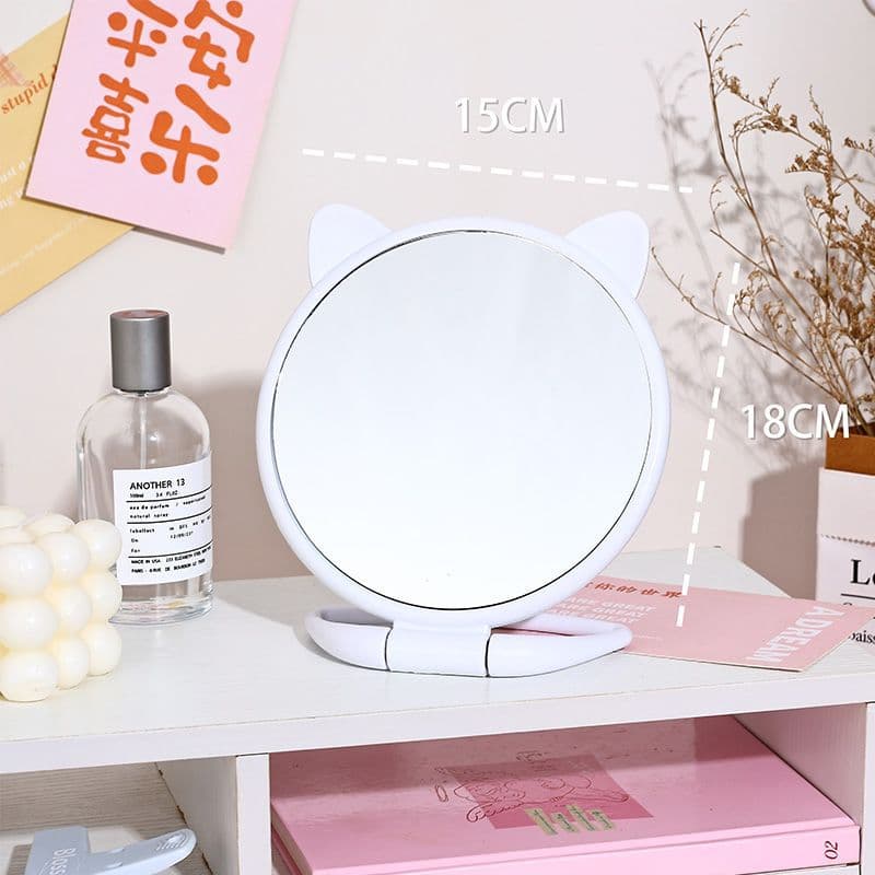 Cartoon Foldable Student Dormitory Mirror, Dressing Table Mirror, Cute Desktop for Home Use, Portable Bedroom Makeup Mirror