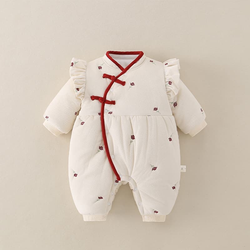 Winter Rose 400 Thickened Baby Romper Onesie Newborn Cute Crawling Suit Infant Baby Clothes