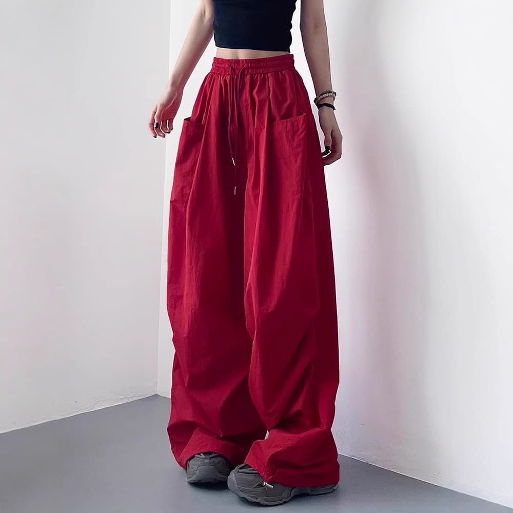 Lightweight Cargo Pants Women Plus Size Summer New Loose American Style Chubby mm Ice Silk Cool Edgy Wide Leg Sweatpants Quick Dry