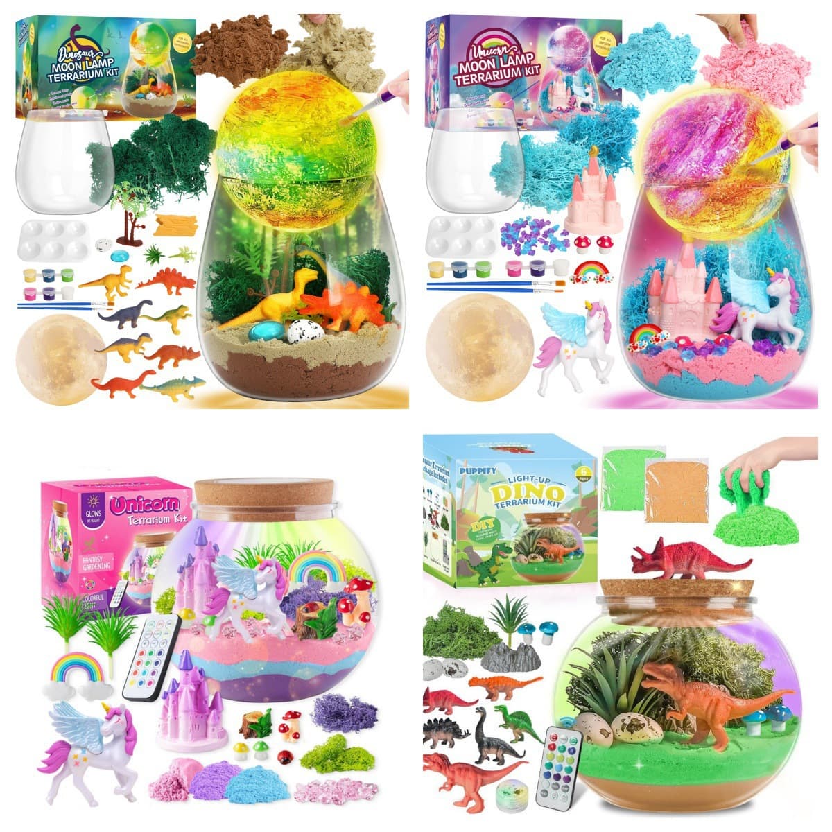 Amazon DIY Glowing Container Unicorn Dinosaur Night Light Landscape Children's Toy LED Lamp