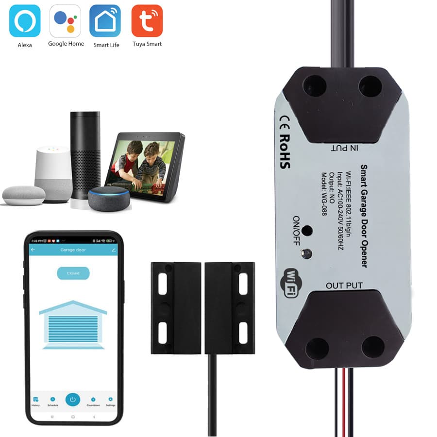 Tuya graffiti WiFi garage door controller supports Alexa and Google Home. 110V-260V