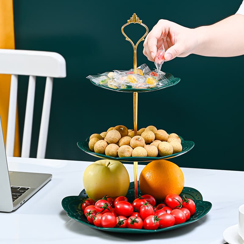 Elegant Rotating Multi-Layer Plastic Pastry Plate Wedding Fruit Tray Dry Fruit Tray Cake Stand Simple Style Home Decor Plate