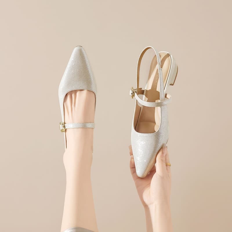 ZHR Zeze French Closed-Toe Sandals 2026 Summer New for Dresses Soft Sole Non-Tiring Pointed Toe Open-Back Sandals