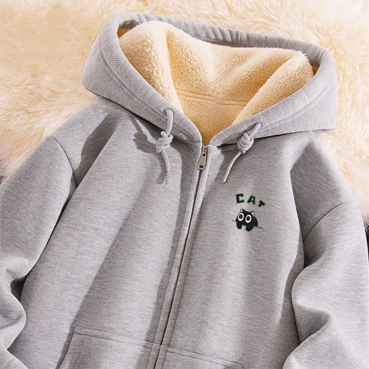 Fleece Cardigan 2026 Autumn Winter Fleece-Lined New Oversized Sweatshirt Loose Casual Cold-Proof Student Sports Jacket 12