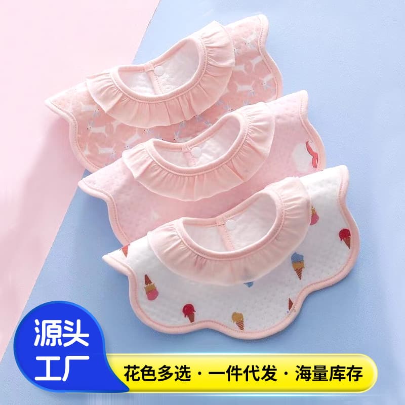 Newborn Baby Drool Cloths, Pure Cotton Waterproof Animal Bibs, Double Hidden Snap Soft Milk Bibs, Meal Bibs