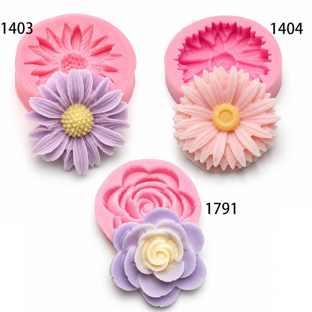 Camellia, daisy flower combination shape aromatherapy plaster candle handmade silicone mold 1791