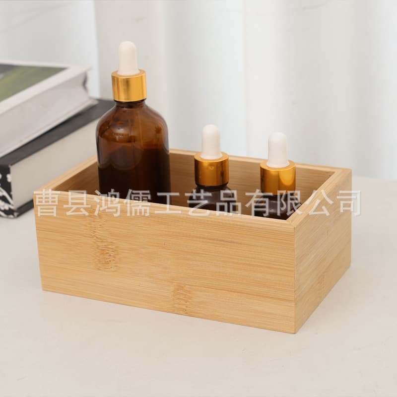 Household Desktop Wooden Miscellaneous Organizer Box Lidless Solid Wood Rectangular Cosmetic Storage Box Multi-purpose Wood Box