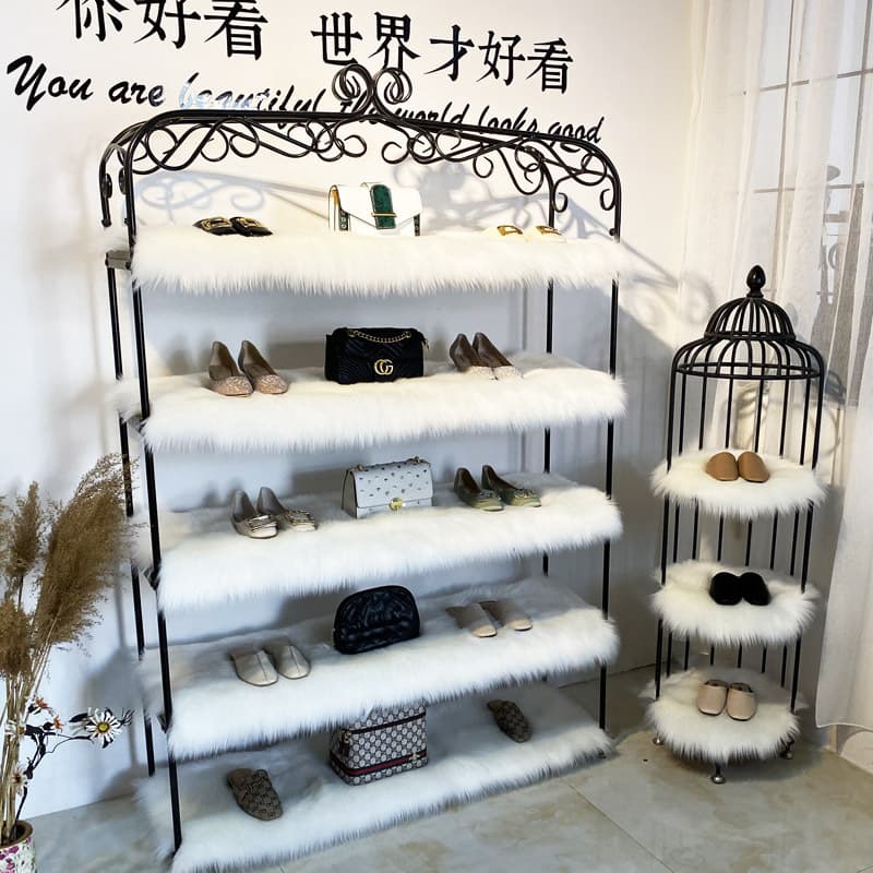 Fluffy Carpet Long Plush Rug for Clothing Store Shelves, Wool Mat for Shop Decoration, Table Mat, Window Display Mat, Shoe Store Counter Mat, Exhibition Stand