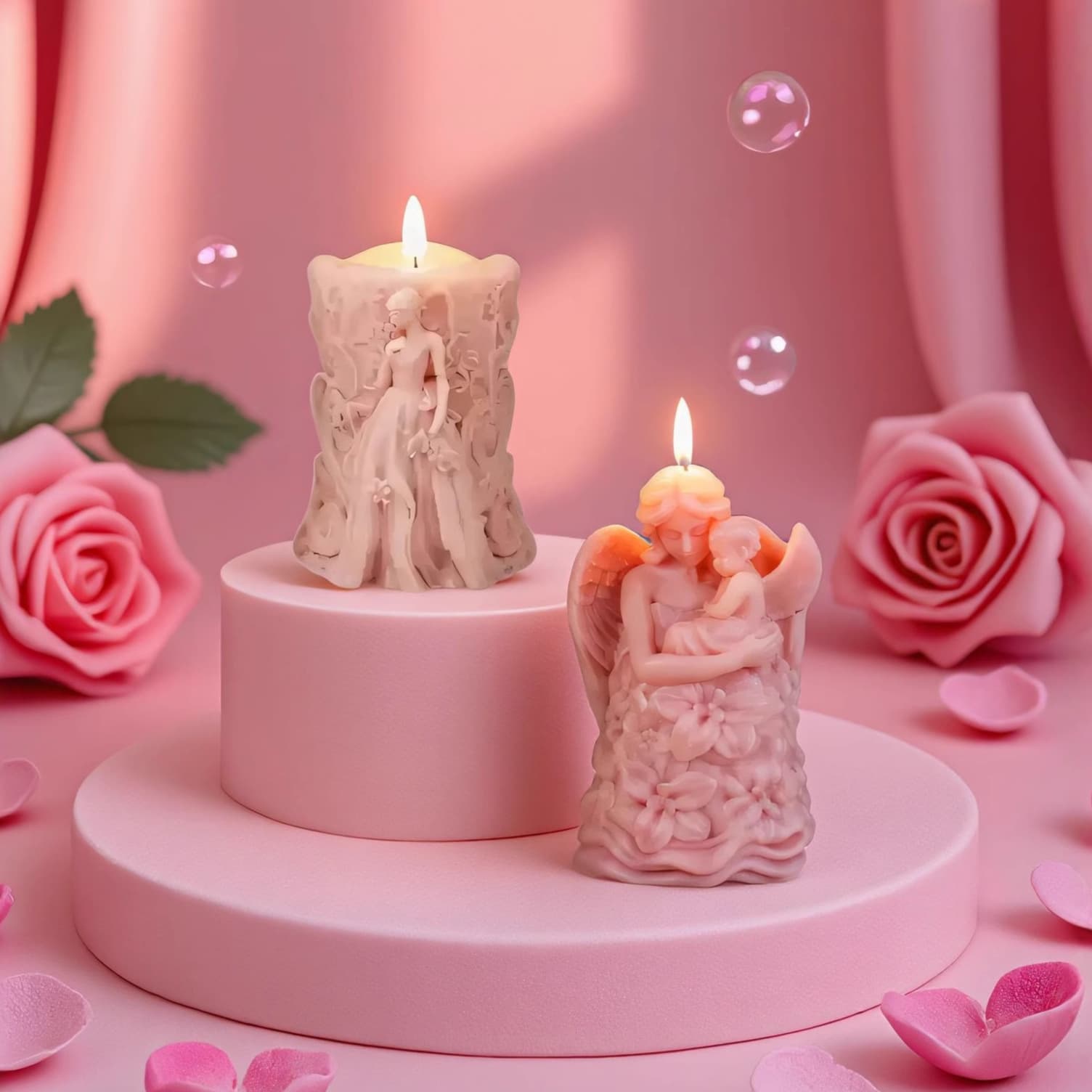 Sanxin Angel and Mother Silicone Mold DIY Creative Angel-Shaped Aromatherapy Candle Mold