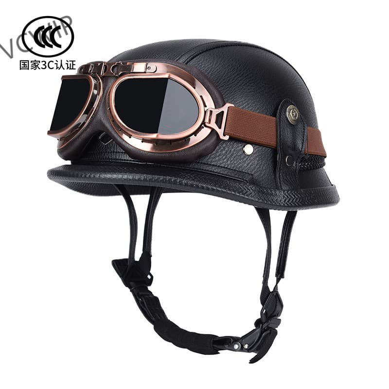 Retro Motorcycle Helmet German Steel Helmet Soldier Helmet Skull Cap Leather Helmet Chopper Cruiser Electric Motorcycle Retro Hy7