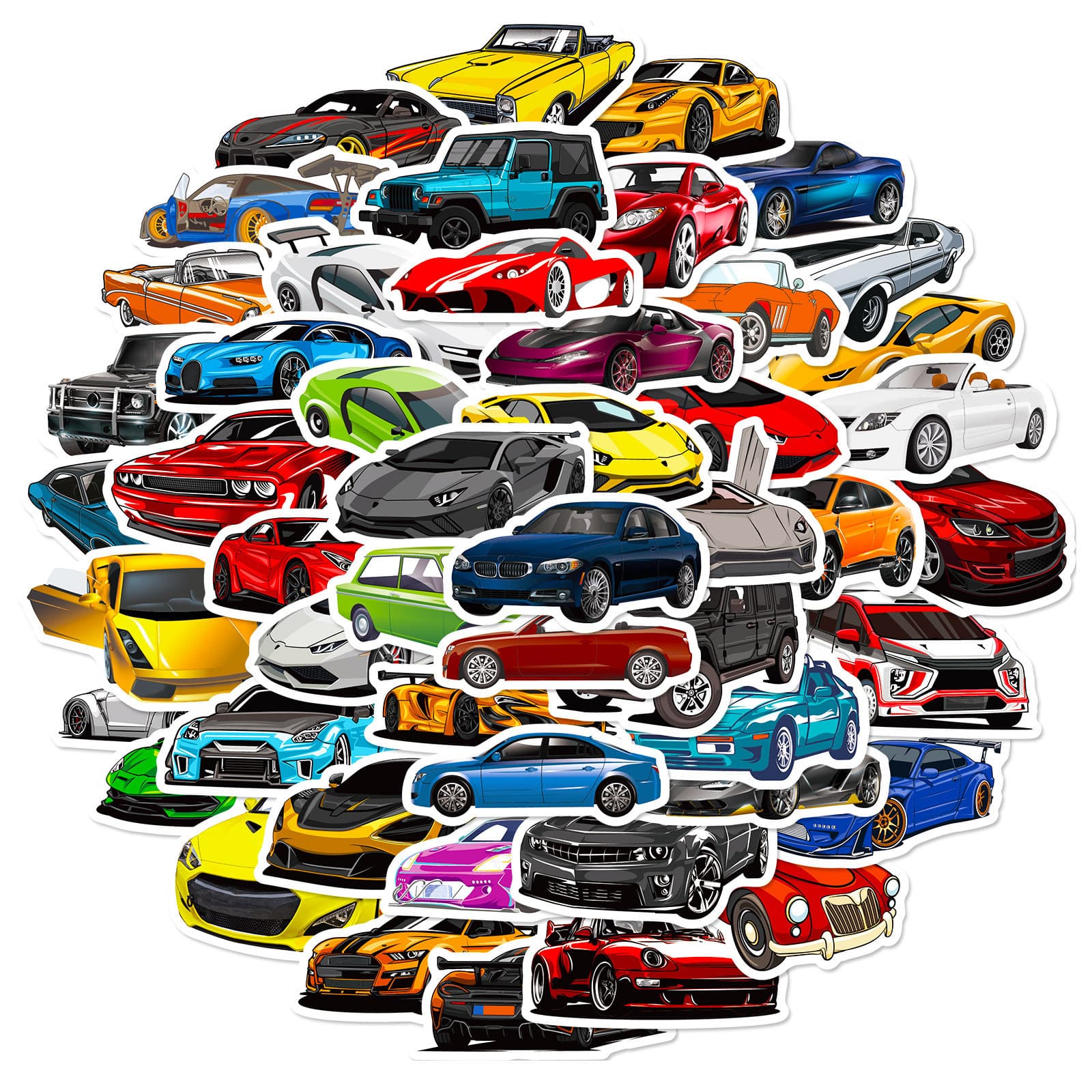 50pcs New Modified Cartoon Supercar Racing Car JDM Graffiti Racing Cartoon Stickers for Boys Cross-border