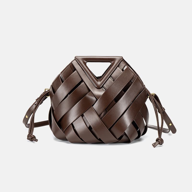2025 New Woven Design Women's Handbag Basket Bag Top Handle Bag High-End Niche Inverted Triangle Bag Fashion