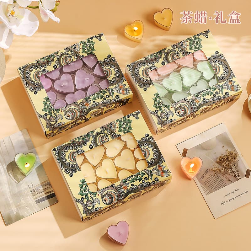 Colorful love aromatherapy small candle supports small batch customization of outer box copywriting household smokeless warm tea boiling tea candle