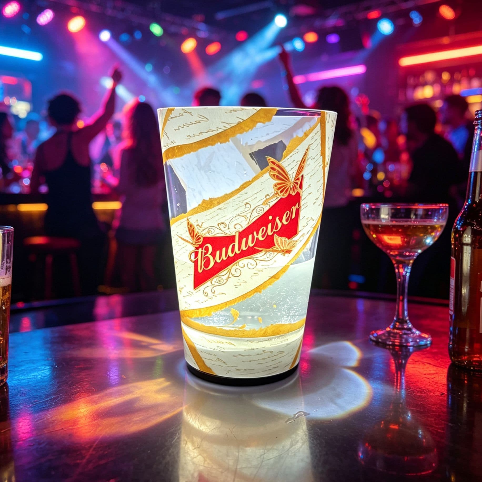 Heat Transfer Creative Bar Party Glowing Water-Sensing Colorful Red Bull Cup 14oz New LED Light-Up Cup