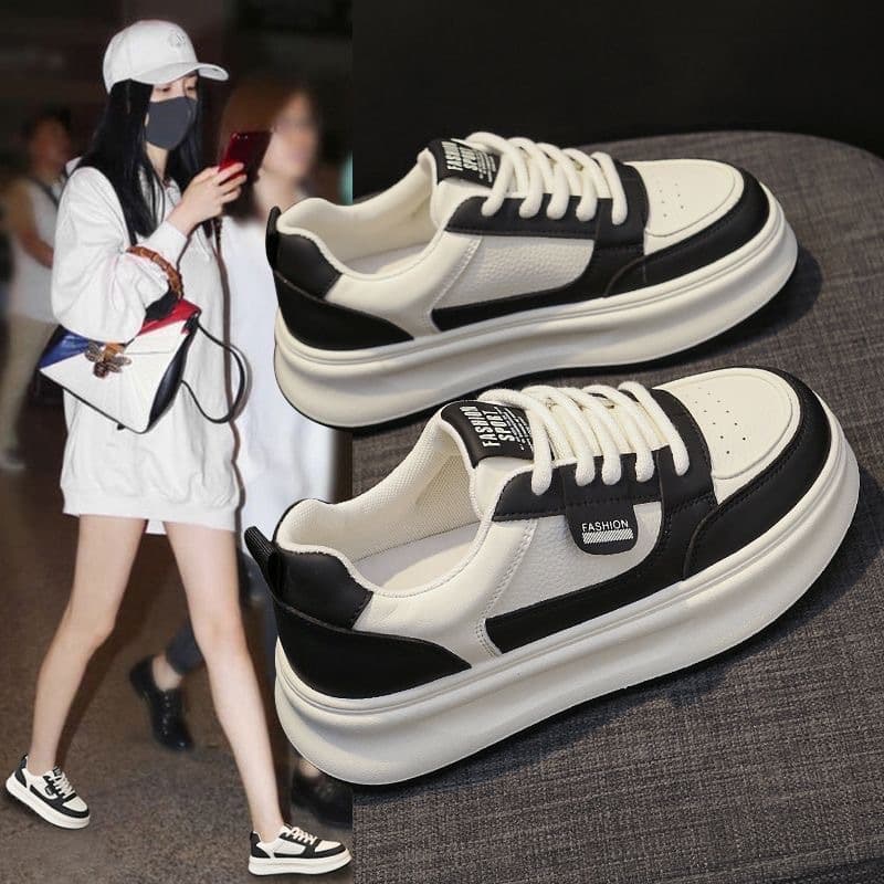 Summer New Women's Breathable White Shoes, Korean Style Versatile Thick Sole Heightening Casual Sneakers