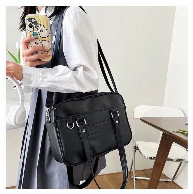 Japanese School Style JK Uniform Bag PU Leather Women's Bag Crossbody Handbag Student Commuter Bag Solid Color Shoulder Bag
