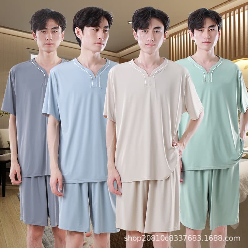 Sauna Suit Men and Women Cool Silk Curved Water Bathrobe Short Style Ice Silk Massage Spa Foot Spa Lan Ting Pajamas