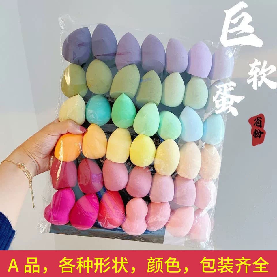 Ultra-Soft Makeup Sponge Blender Teardrop Egg Shape Cut Sponge Wet and Dry Use Colorful Non-Absorbent Independent Packaging