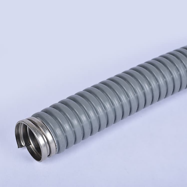 Gray Plastic-Coated Metal Flexible Conduit, National Standard Thickened Flame Retardant Cable Protection Sleeve, Flexible Metal Hose, Waterproof Corrugated Wiring Conduit