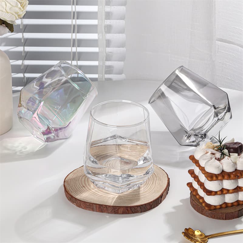 Trendy Glass Cup Ins Hexagonal Cup Diamond Cup Hexagon Cup Beverage Cup Colorful Cup Whiskey Cup Colorful Cup