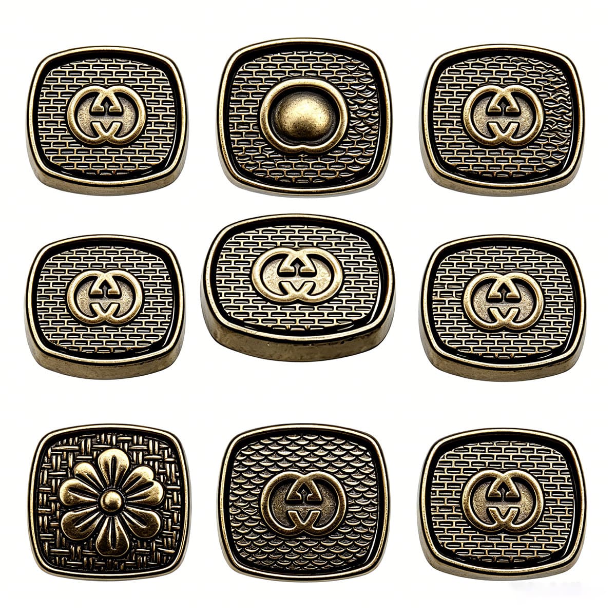 Factory direct sales special-shaped metal four-button buckle, decorative buckle for coat, coat, clothing, bag accessories, spring buckle, hand-sewn buckle