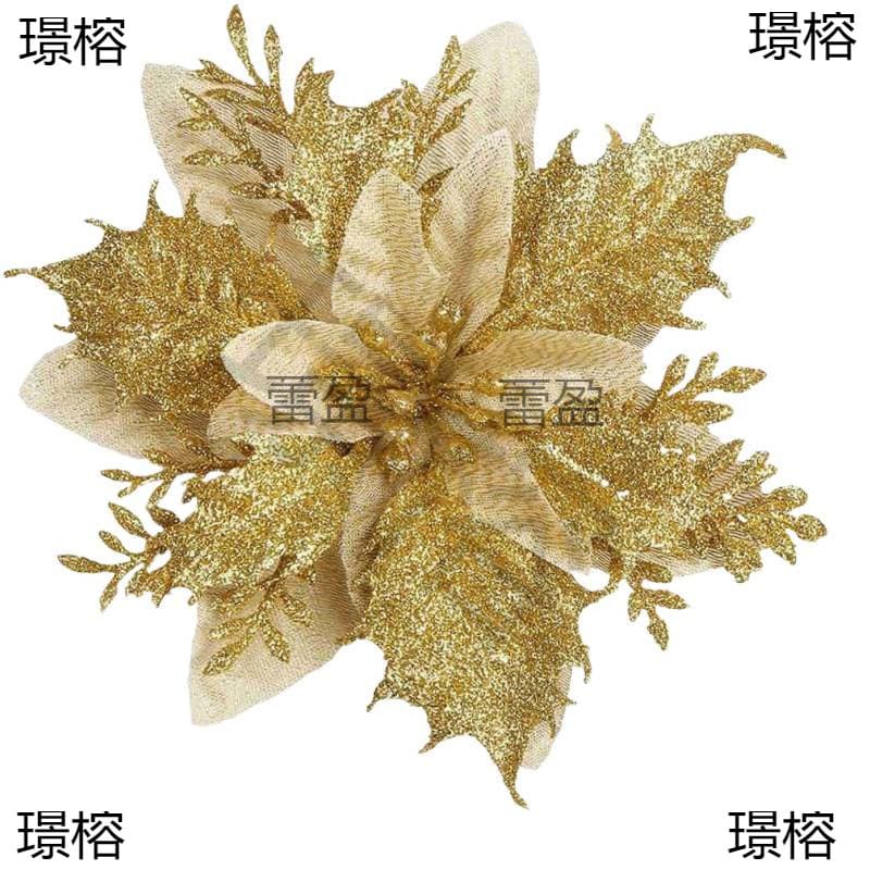 New Gold Powder Christmas Flower, Christmas Decoration Flower, Artificial Flower, Christmas Wreath Accessories, Christmas Tree Decoration