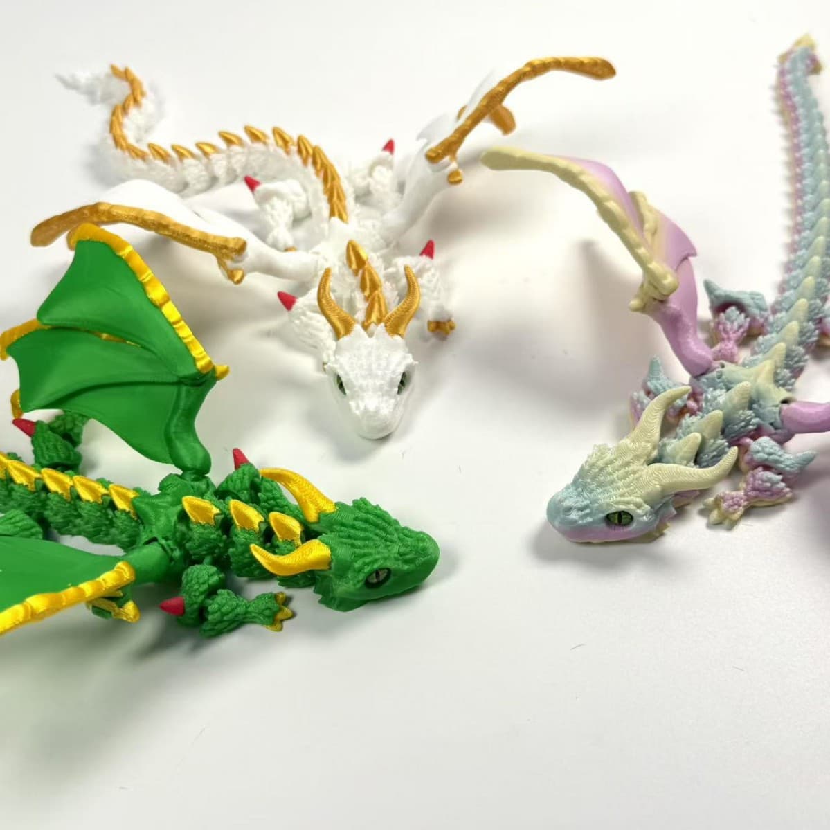 3D printed multi-color toy popular big-horned flying dragon joints movable three-dimensional children's decorative ornament gift model