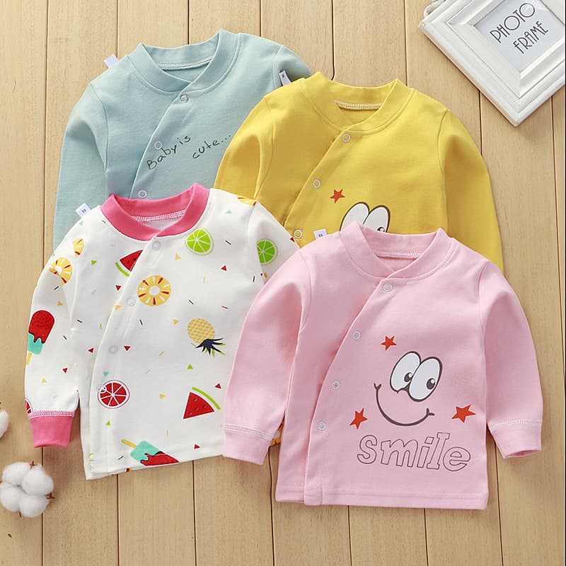 Infant Pure Cotton Clothing Autumn Wear Newborn Winter Base Underwear Unisex Baby Side-Open Long Sleeve Top Single Piece
