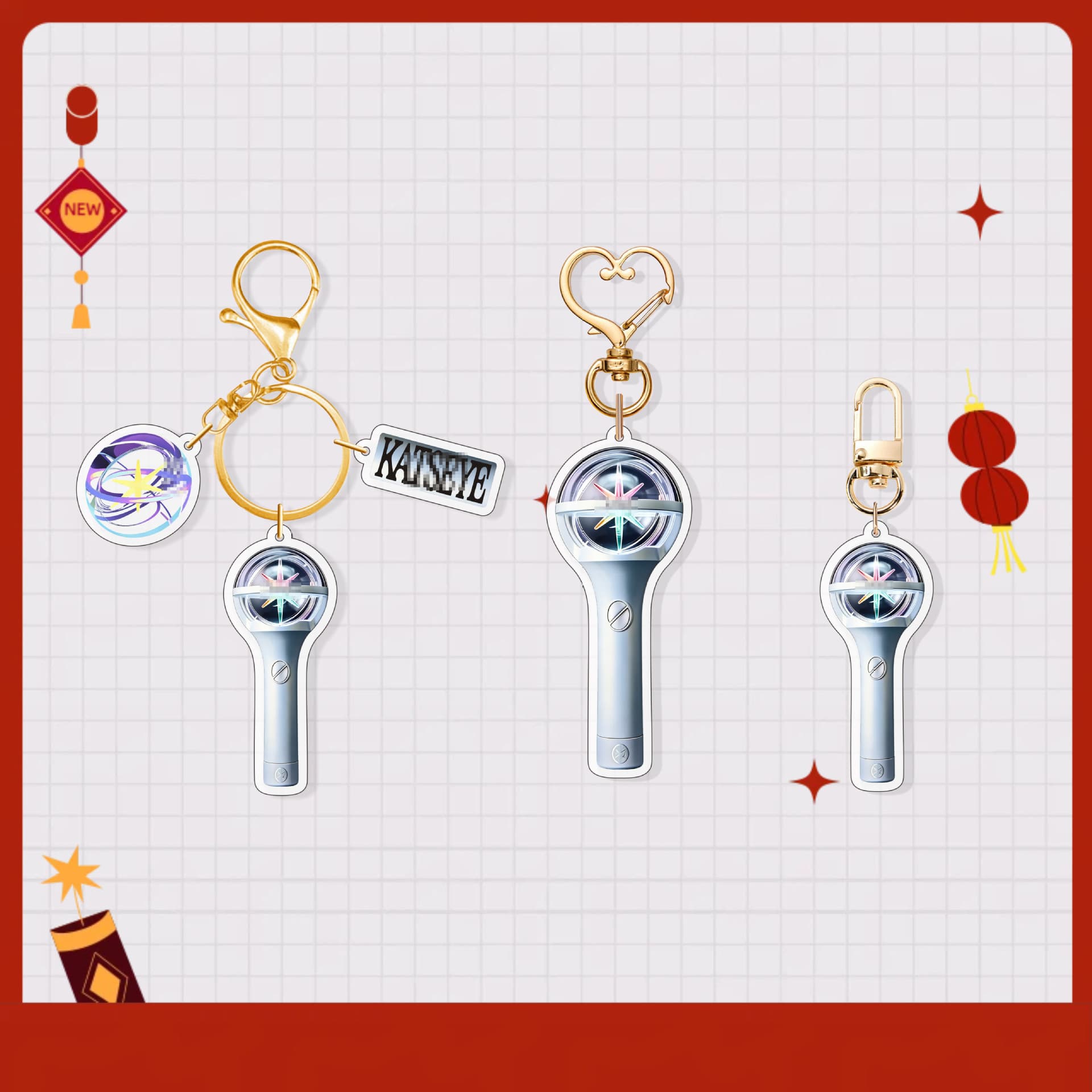 KATSEYE Acrylic Keychain Light Stick Charm Girl Group Keychain Bag Charm Celebrity Merchandise