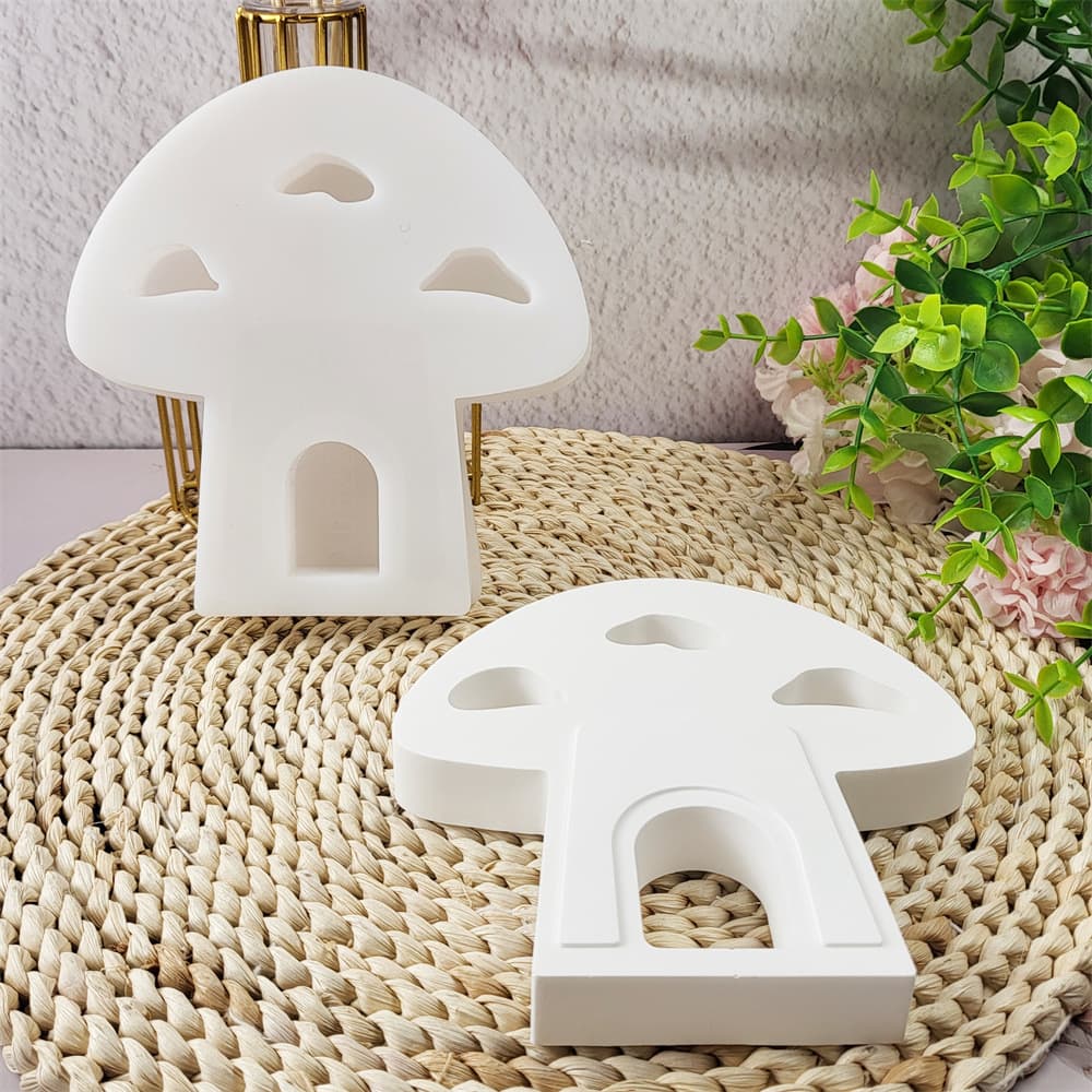 X0622 Mushroom House Ornament 1 Decorative Cement Plaster Mold DIY Silicone Mold