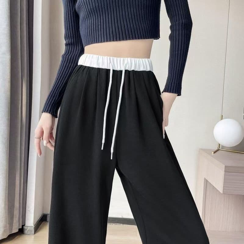 Cross-border American-style Sports Pants for Women Summer 2026 New Loose Casual Sweatpants High Waist Slimming Flowing Wide-leg Pants