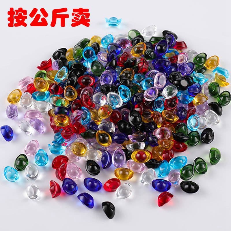 14mm Crystal Ingot Yellow Crystal Small Multicolored Glass Gold Ingot Ornament, 1.4cm Small Ingot Business Gift