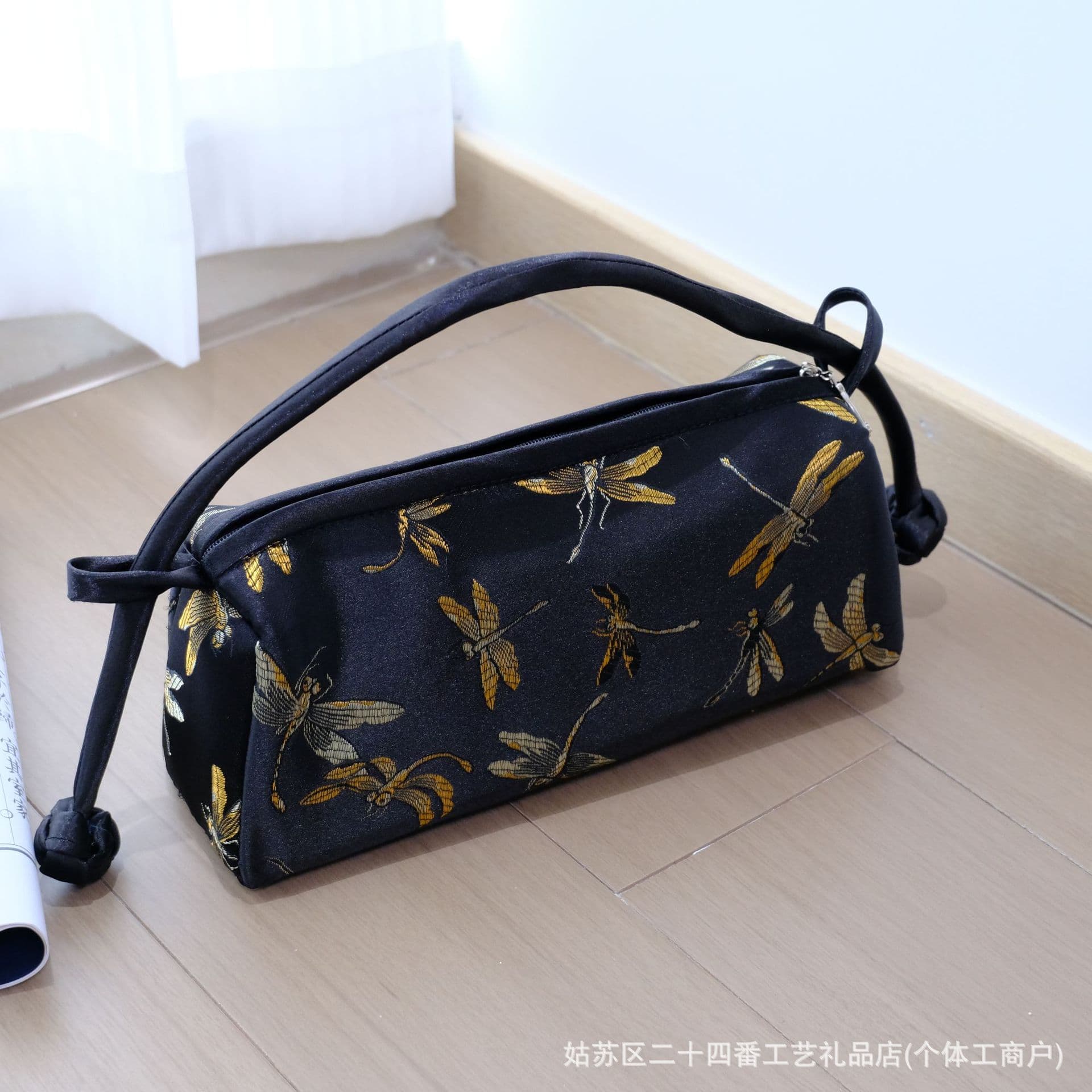 Chinese Brocade Silk Craft Bag Bride Bag Cheongsam Bag Tang Suit Handbag Button Tote Cloth Bag