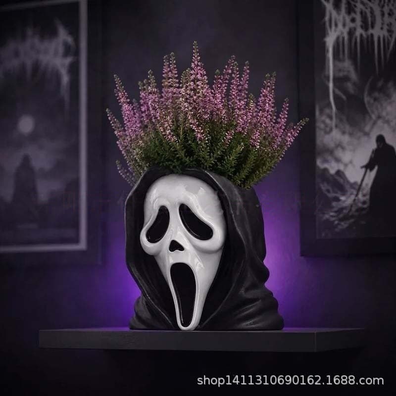 Cross-border Horror Character Resin Flower Pot, Halloween Spooky Decoration Desktop Green Plant Planter Ornament