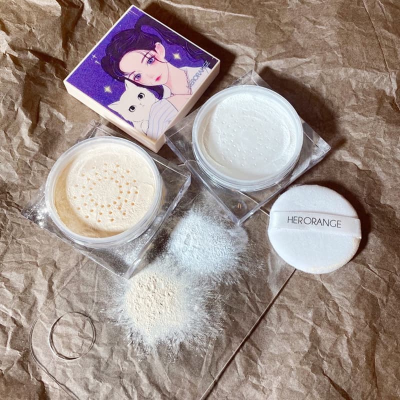 HERORANGE painting series loose powder setting powder cake for women with long-lasting concealer, oil control, waterproof, sweat-proof, not easy to remove makeup