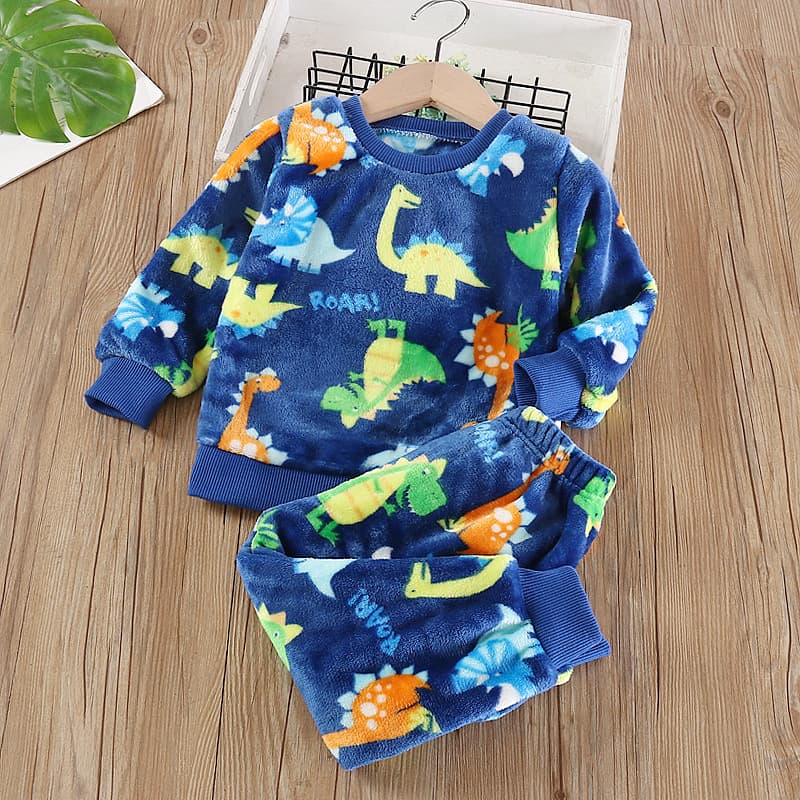 Baby Winter Pajama Set 2023 New Infant Kids Boys Girls Autumn Winter Flannel Sleepwear Fashion