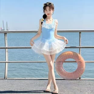Girls Swimsuit Baby Summer 2025 New Kids Swimwear Big Girls Mesh One-piece Little Girl Fashionable Swimming Suit