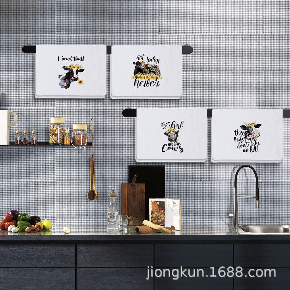 Tea Towel Household Microfiber Portable Absorbent Sports Towel Cow Print Yoga Fitness Sports Towel Wholesale