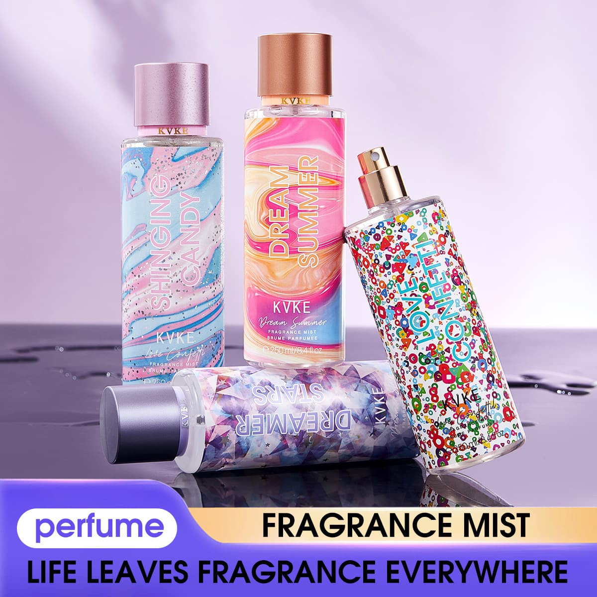 Cross-border KVKE perfume body spray long-lasting fragrance large capacity 250ml European and American popular perfume foreign trade export