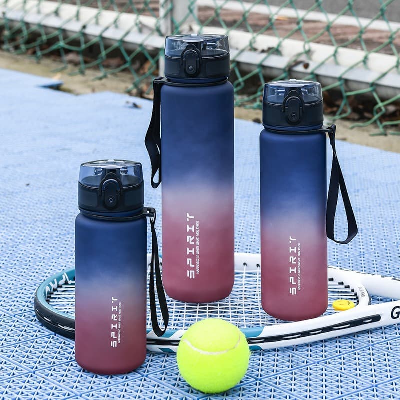 Sports Water Bottle Gradient Color Portable Cup Plastic Cup Locking Flip Lid Space Cup Extra Large Capacity Outdoor Use
