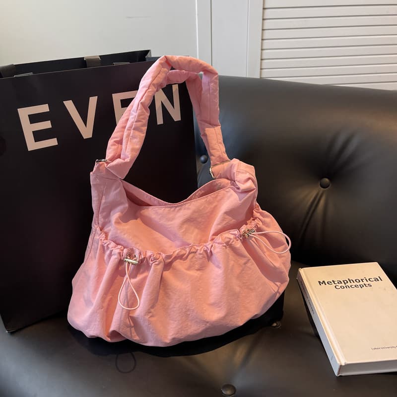 Pleated Large Capacity Shoulder Bag Tooling Style Crossbody Bag Simple Casual Tote Bag Daily Outgoing Travel Bag Women's Bag