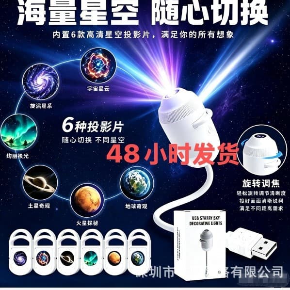 Cross-border Best-selling Small Desk Lamp, Bedside Night Light for Bedroom, Eye-care for Night Sleep, USB Starry Sky Projector Night Light for Baby Feeding