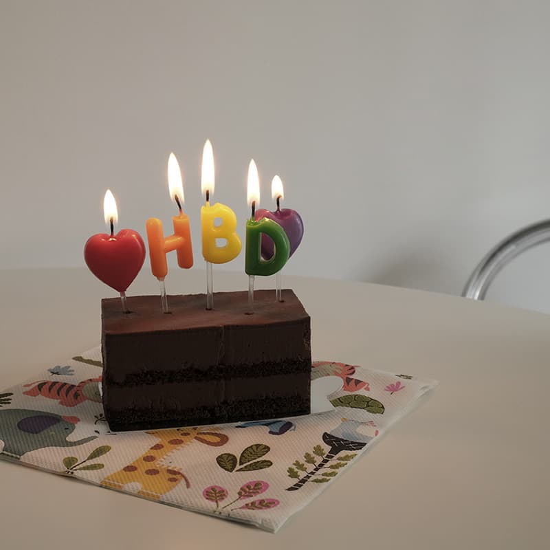 Ins Birthday Heart Candle Colorful HBD Happy Creative Letter Baking Decoration Ambiance Setup Ornament