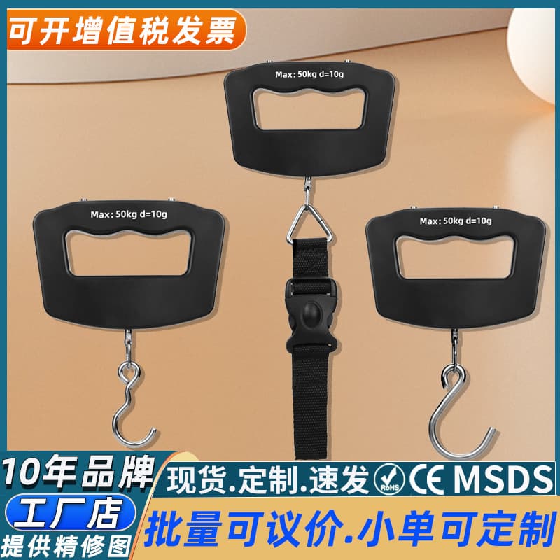 Accurate 50KG Travel Luggage Scale Cross-border Portable Handheld Electronic Scale with Hook for Express and Fishing