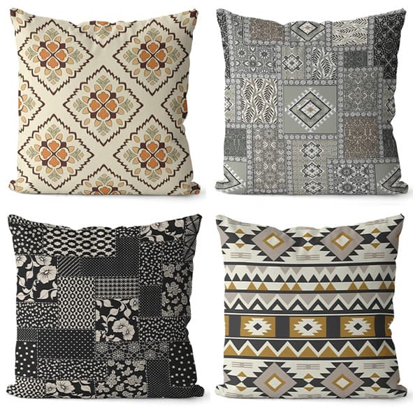 TEMU Cross-border Geometric Vintage Throw Pillow Cover Square Pillow Case for Sofa Living Room Plush Cushion Cover