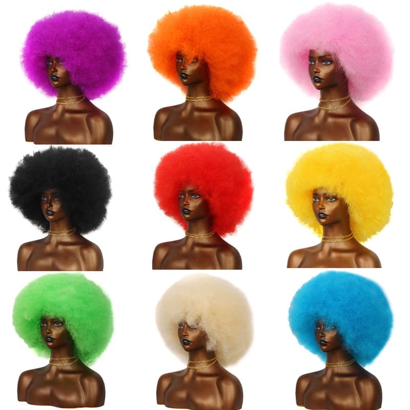 Hot-selling short afro wig for black women, fluffy small curl explosion synthetic afro wig