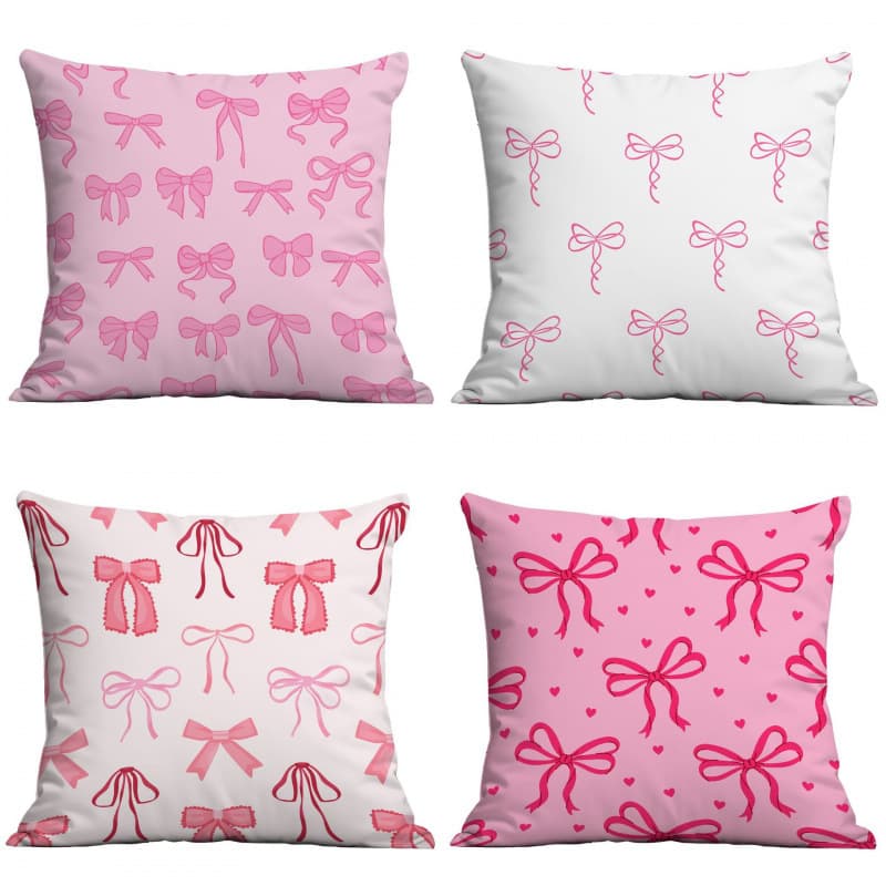 Cross-border Amazon Simple Pink Butterfly Throw Pillow Cover for Living Room, Sofa, Bedroom, Courtyard Short Plush Printed Pillowcase